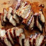 Char Siu recipe sliced on a cutting board.