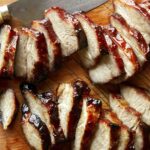 Char Siu recipe sliced on a cutting board.