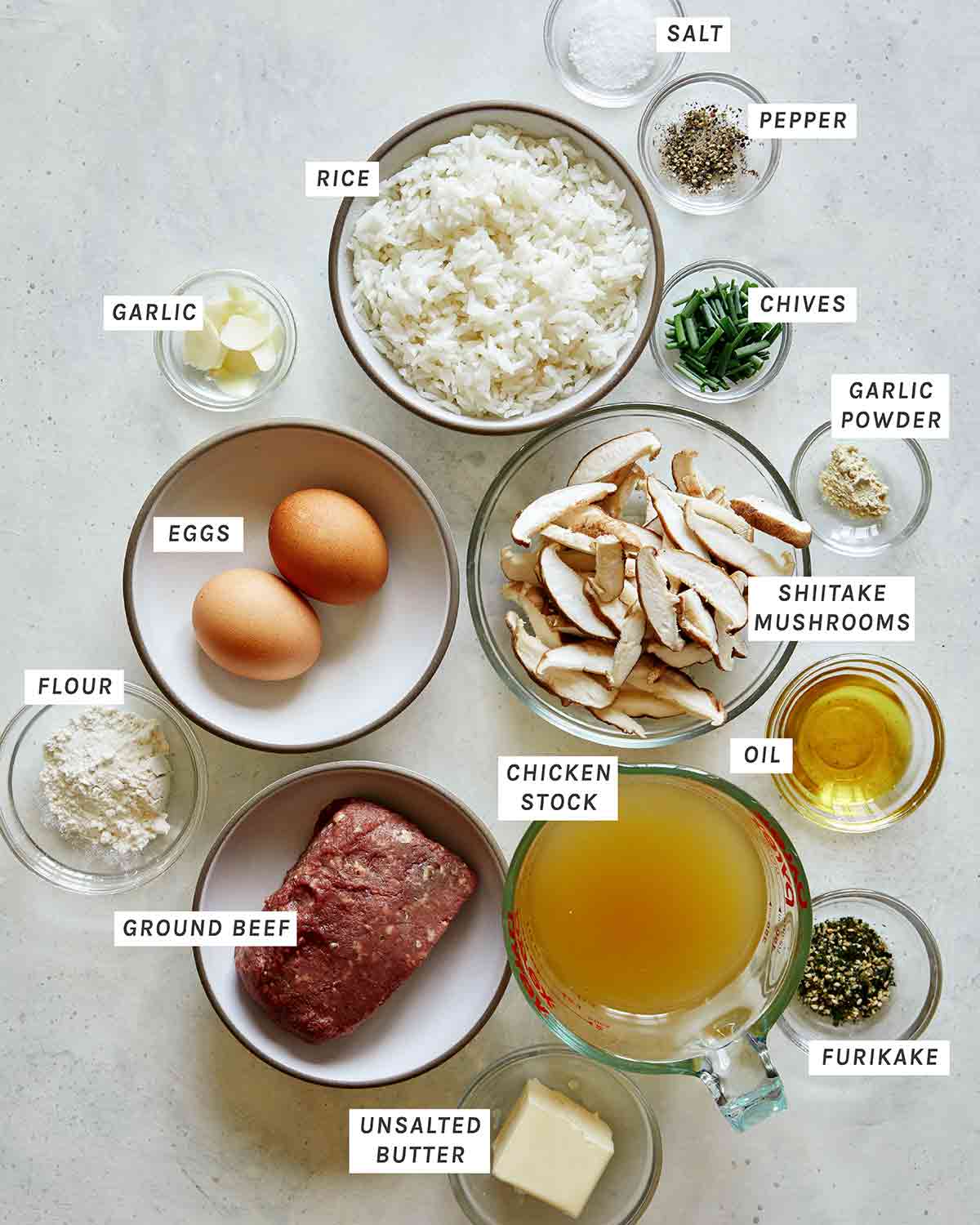 Ingredients to make loco moco. 