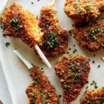 Panko crusted lamb chops recipe on a platter.