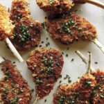 Panko crusted lamb chop recipe on a plate.