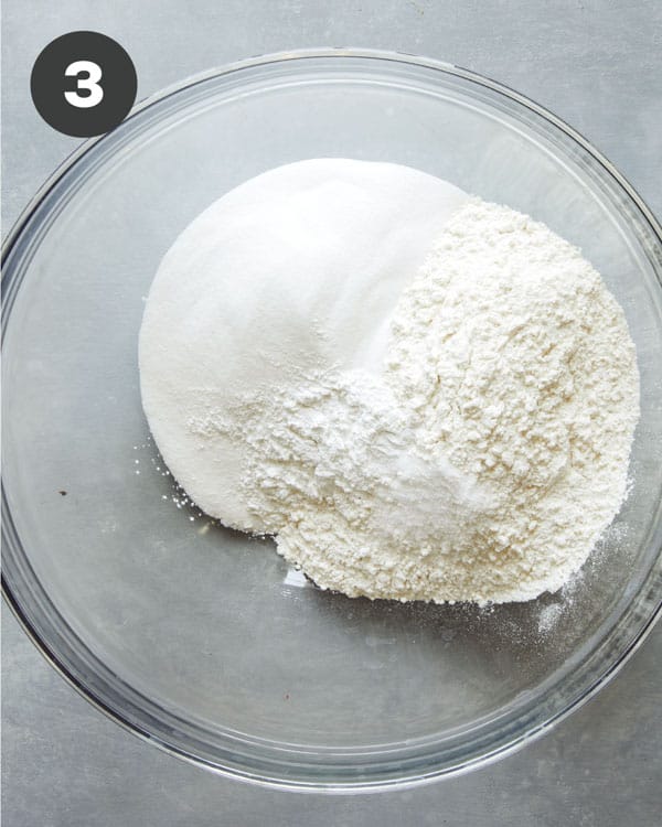 Dry ingredients in a bowl ready to be mixed.