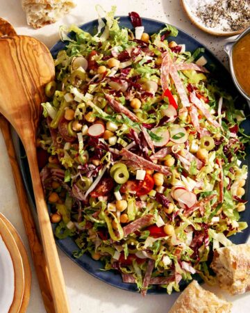 The best Italian Chopped Salad recipe on a platter.