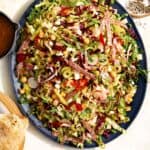 Italian chopped salad recipe on a platter.