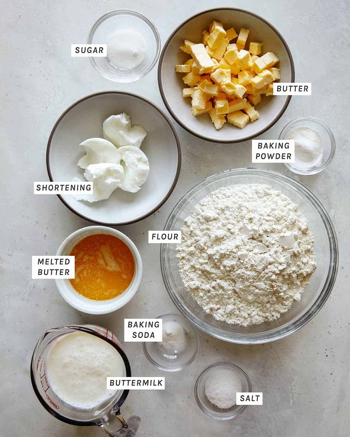 Ingredients to make biscuits. 