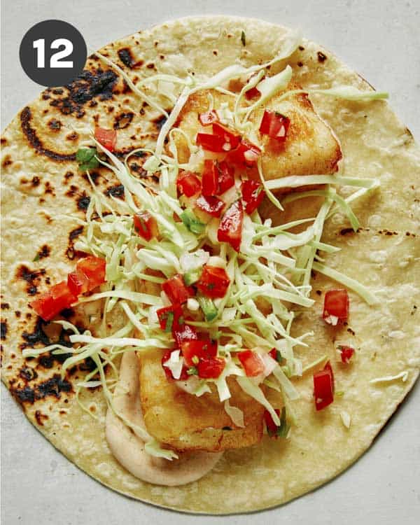 Baja fish tacos recipe built.