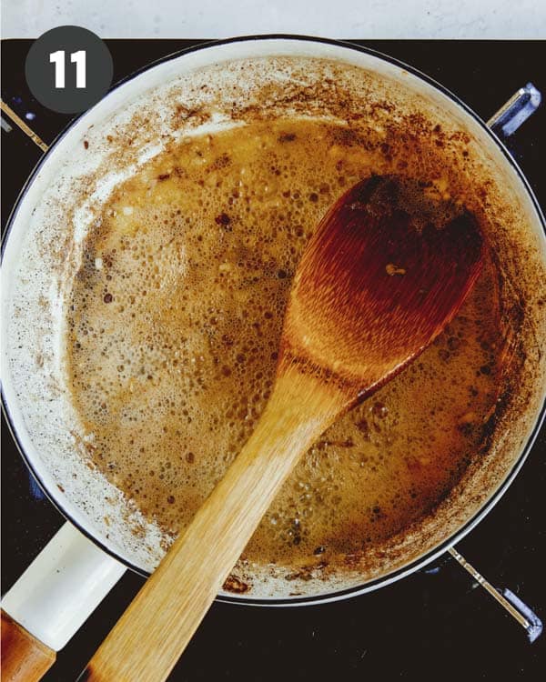 Butter and garlic with shallots cooking in a pot.