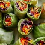 Fresh spring rolls on a platter.