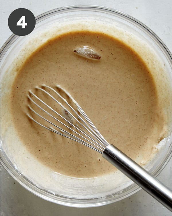 Mixed batter for fried onion rings.