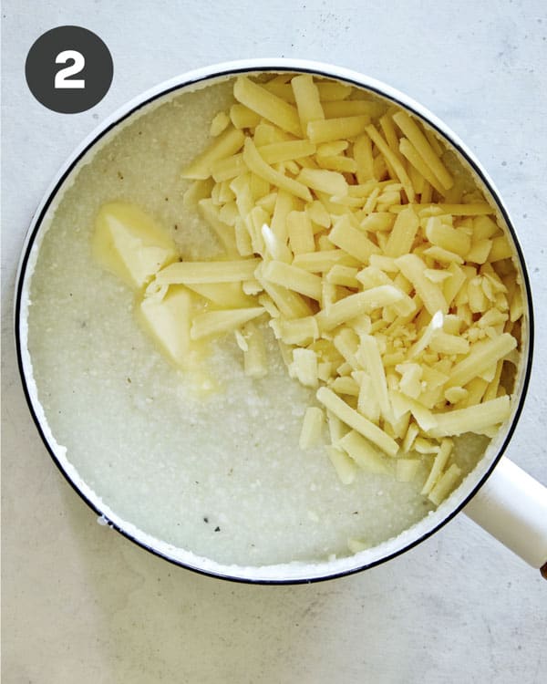 Grits with cheese and butter added into it.