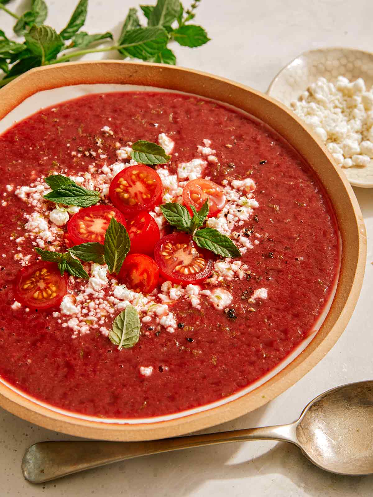 A big bowl of tomato gazpacho. 