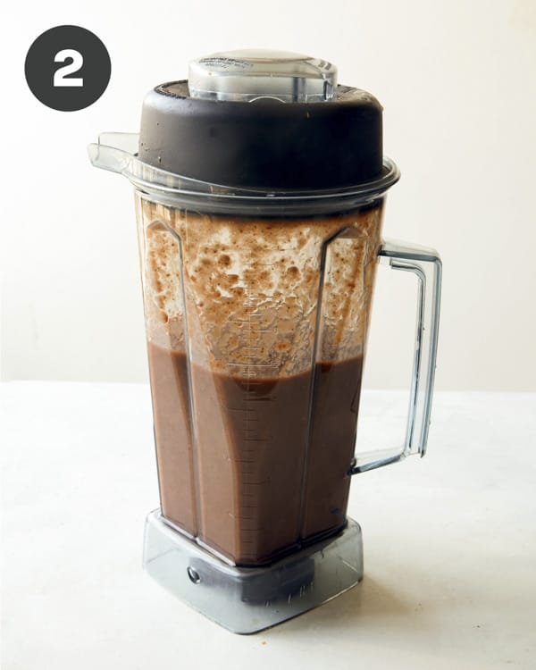 Gazpacho ingredients in a blender. 