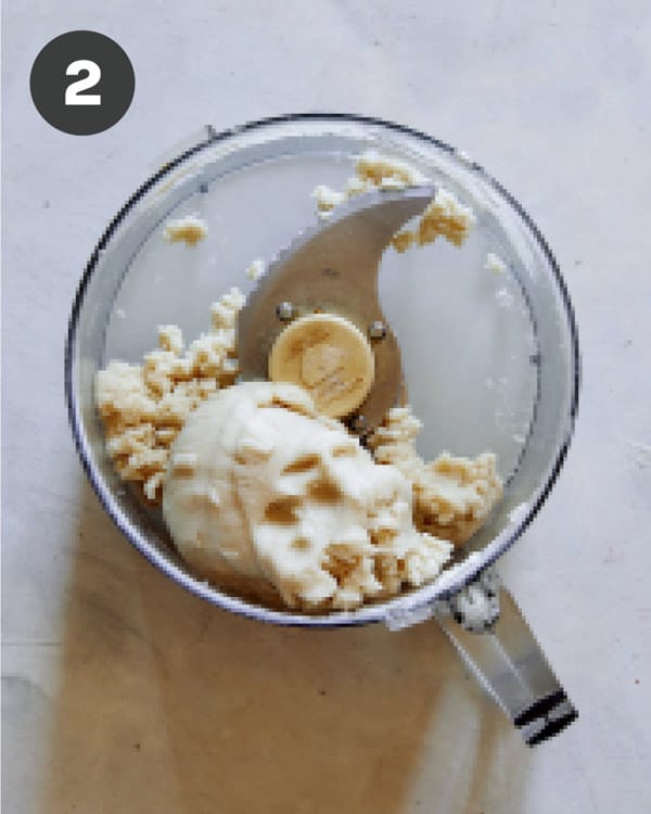 Tart dough in a food processor.