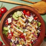 Greek salad recipe in a bowl.