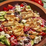 Greek salad in a bowl for dinner.