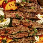 Close up view of grilled skirt steak salad.