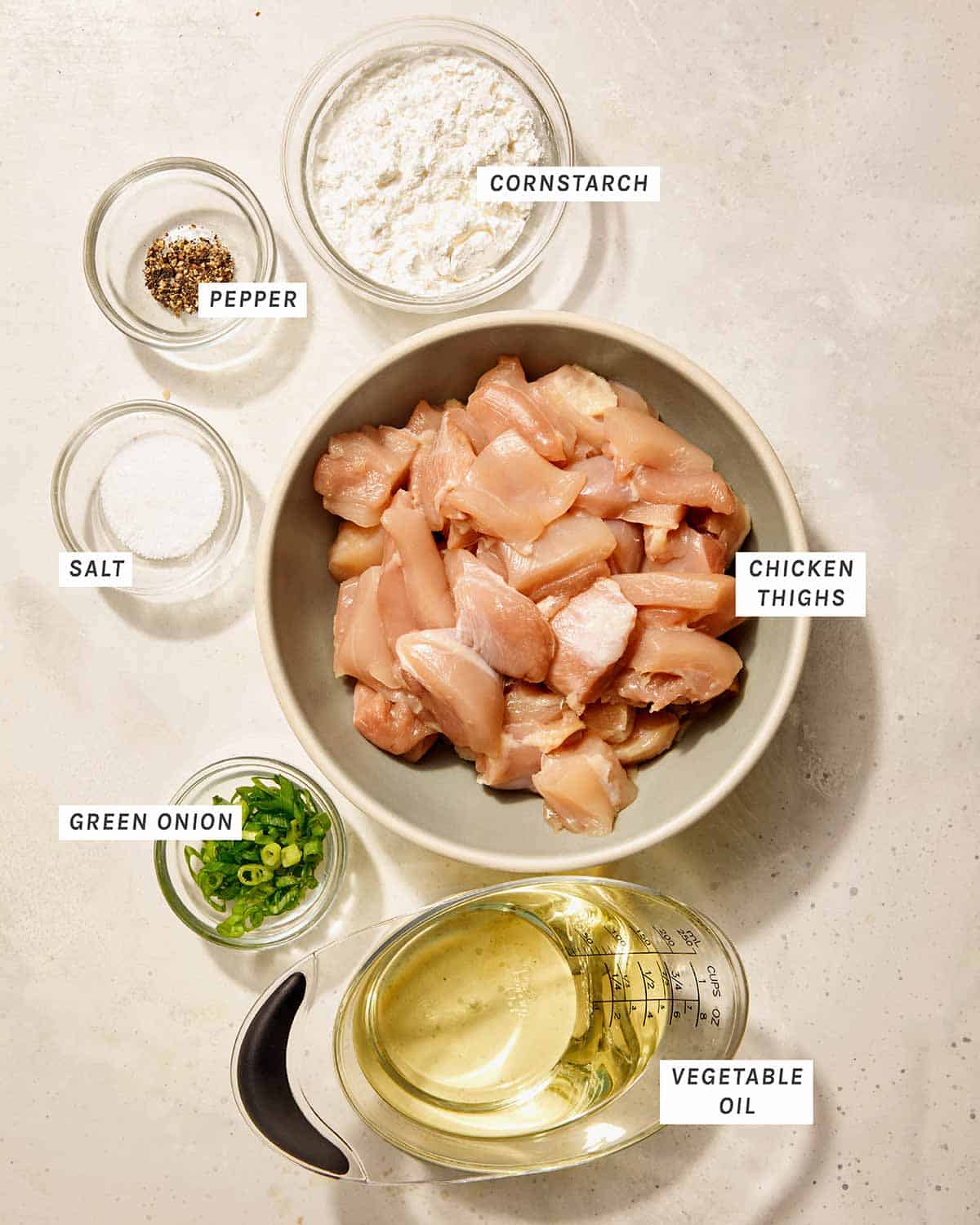 Ingredients to make our Orange Chicken recipe.