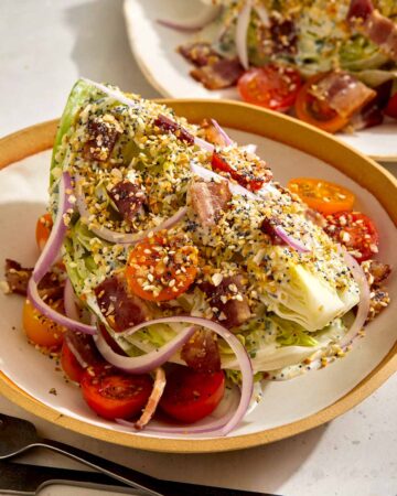 Wedge salad recipe in a bowl.