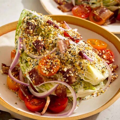 Wedge salad recipe in a bowl.