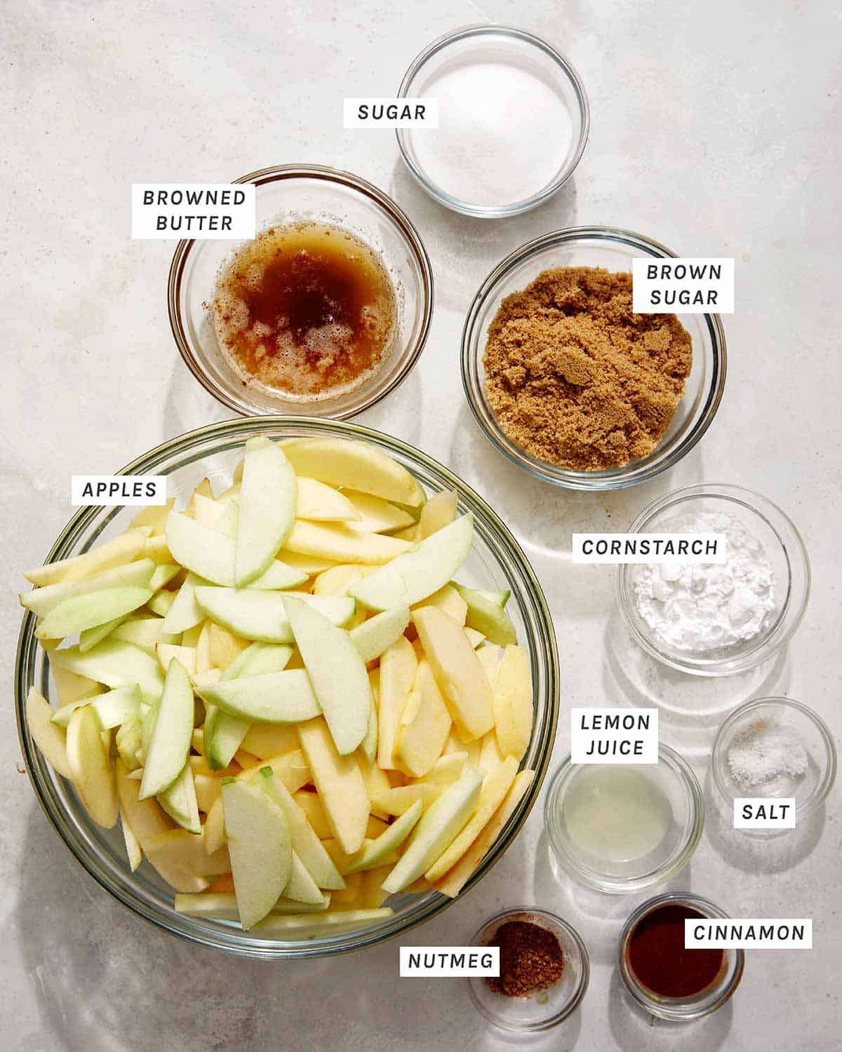 Apple pie filling ingredients.