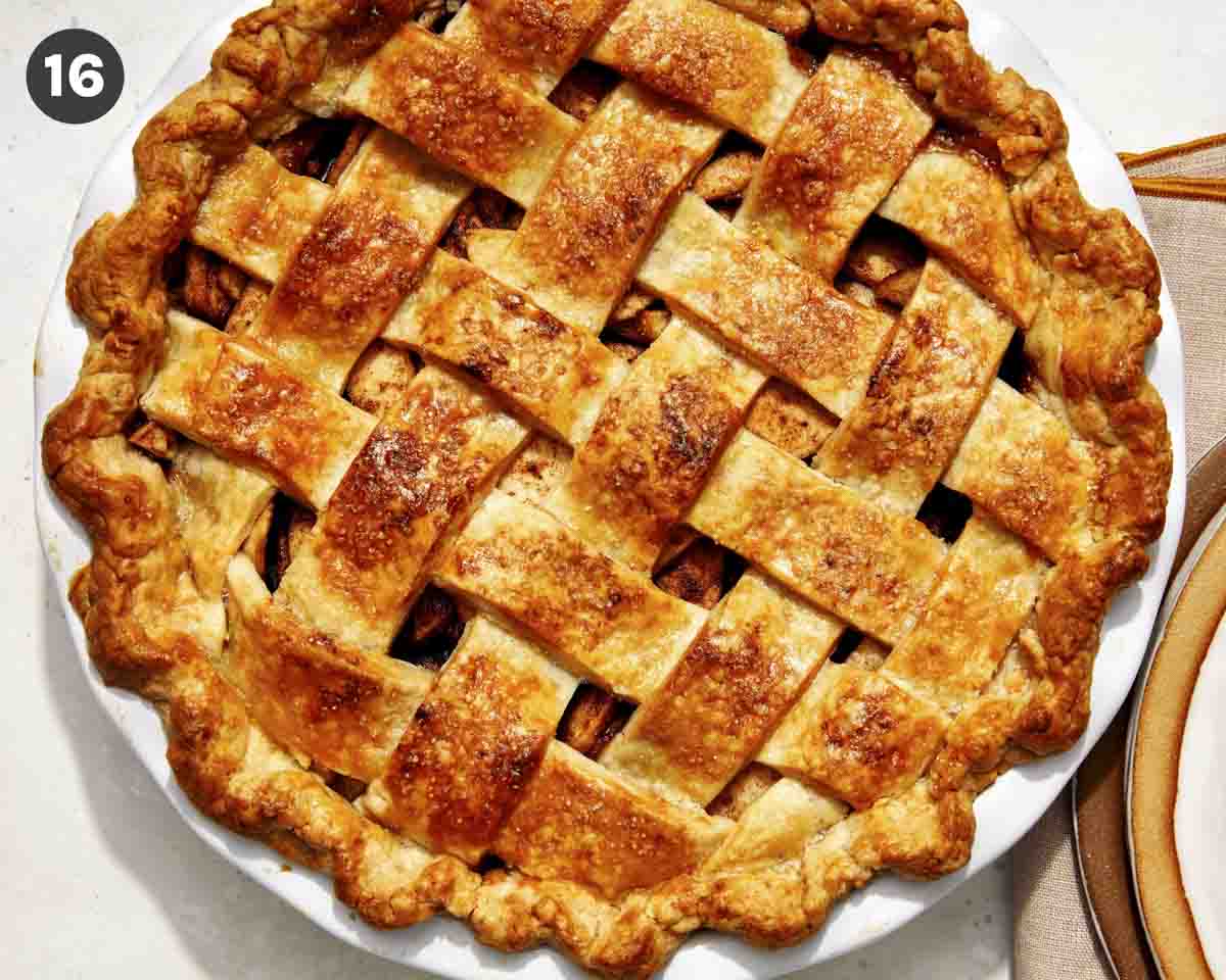 Apple pie with a cheddar crust freshly baked.