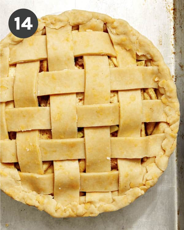 An apple pie being made. 