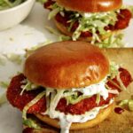 Baked hot honey chicken sandwiches made from our recipe.