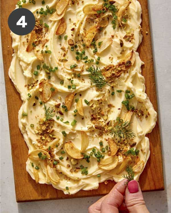 Butter with fresh herbs to make a butter board.
