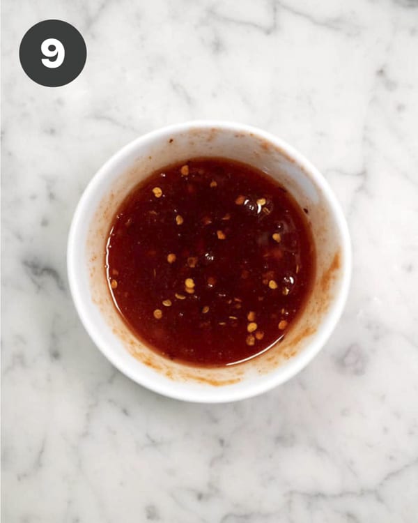 Spicy Honey drizzle in a bowl mixed.