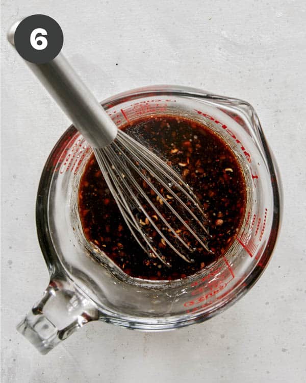 Kung pao sauce ingredients whisked together.
