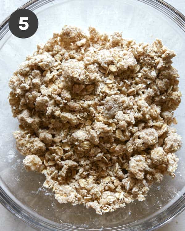 Apple crisp topping in a bowl.