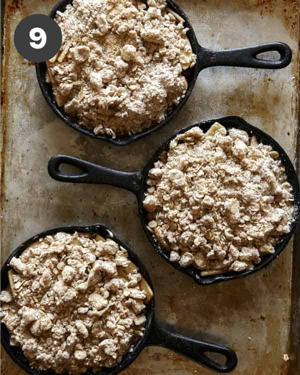 Apple crisps ready to go into the oven.