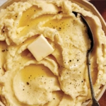 Mashed potato recipe with butter melted.