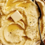 Mashed potato recipe with butter melted.