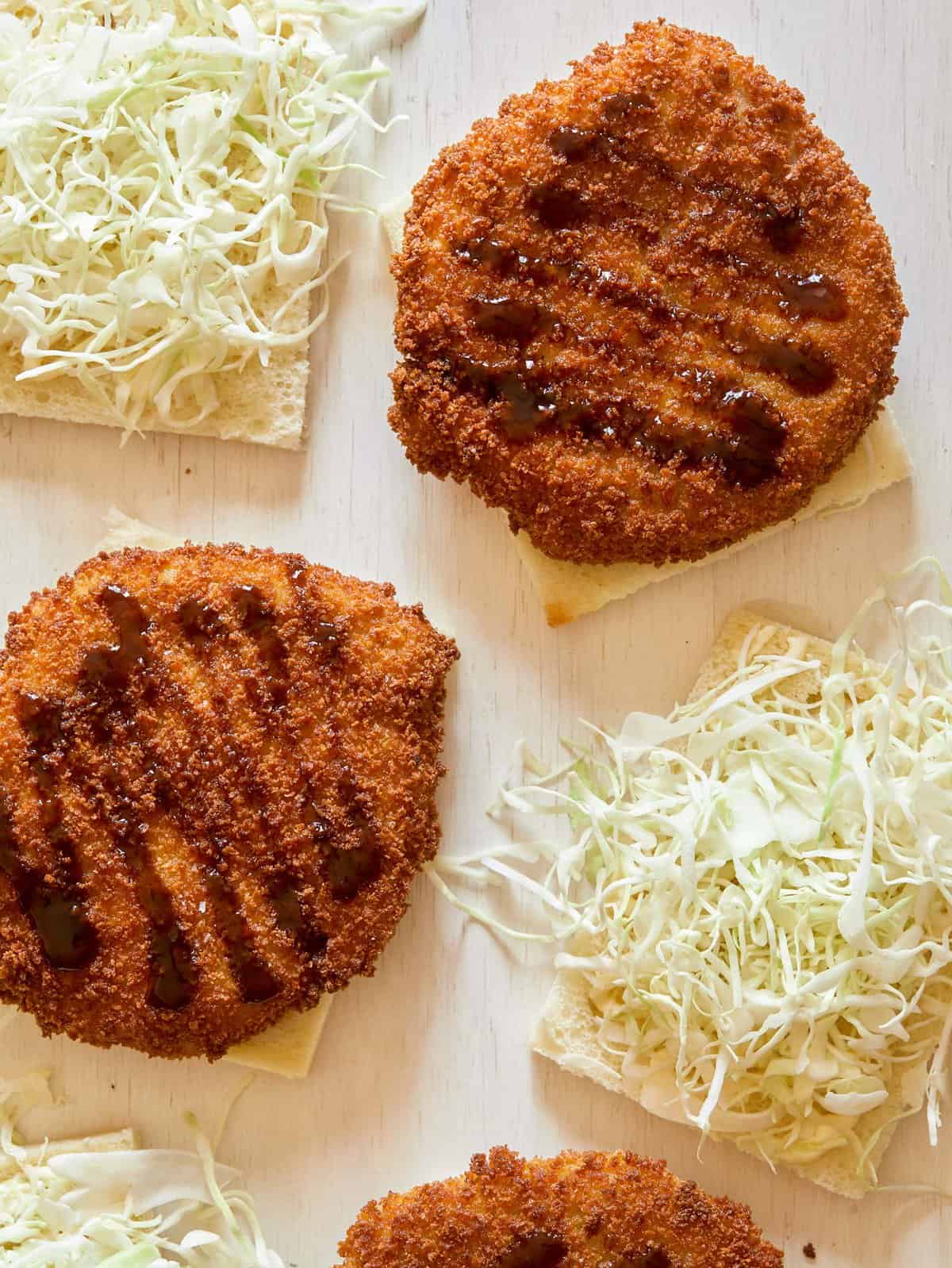 Deconstructed pork katsu sandwiches.