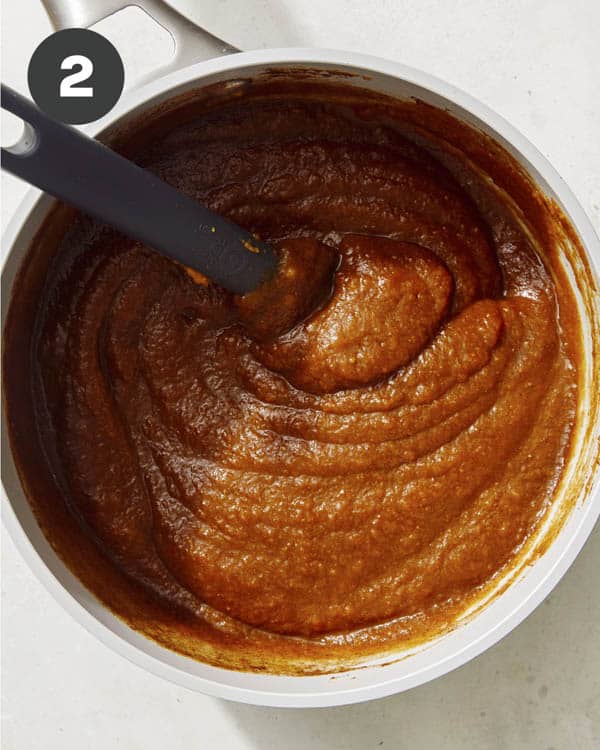 Pumpkin butter ingredients mixed together. 