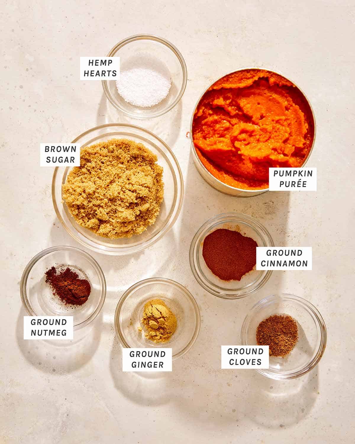 Pumpkin pie filling ingredients. 