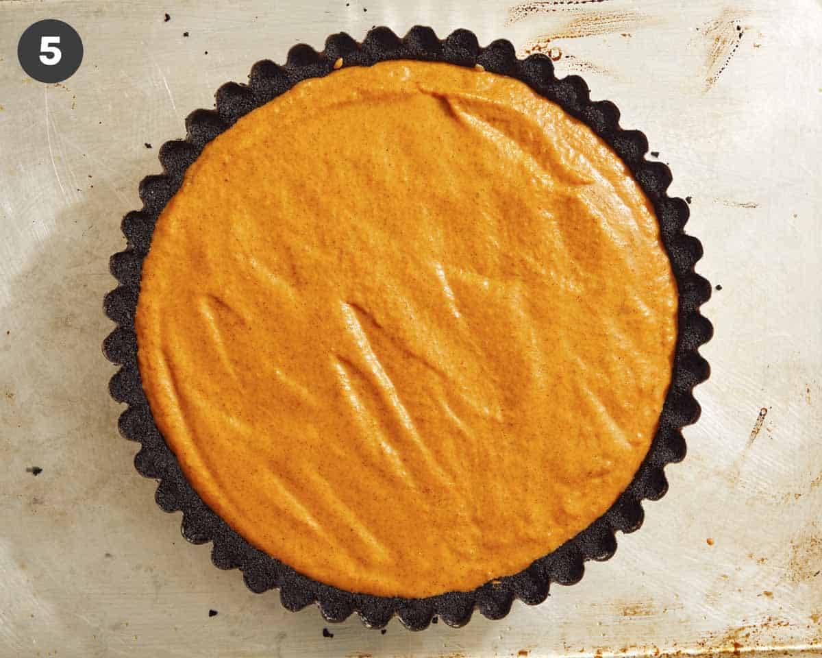Pumpkin pie before its baked. 