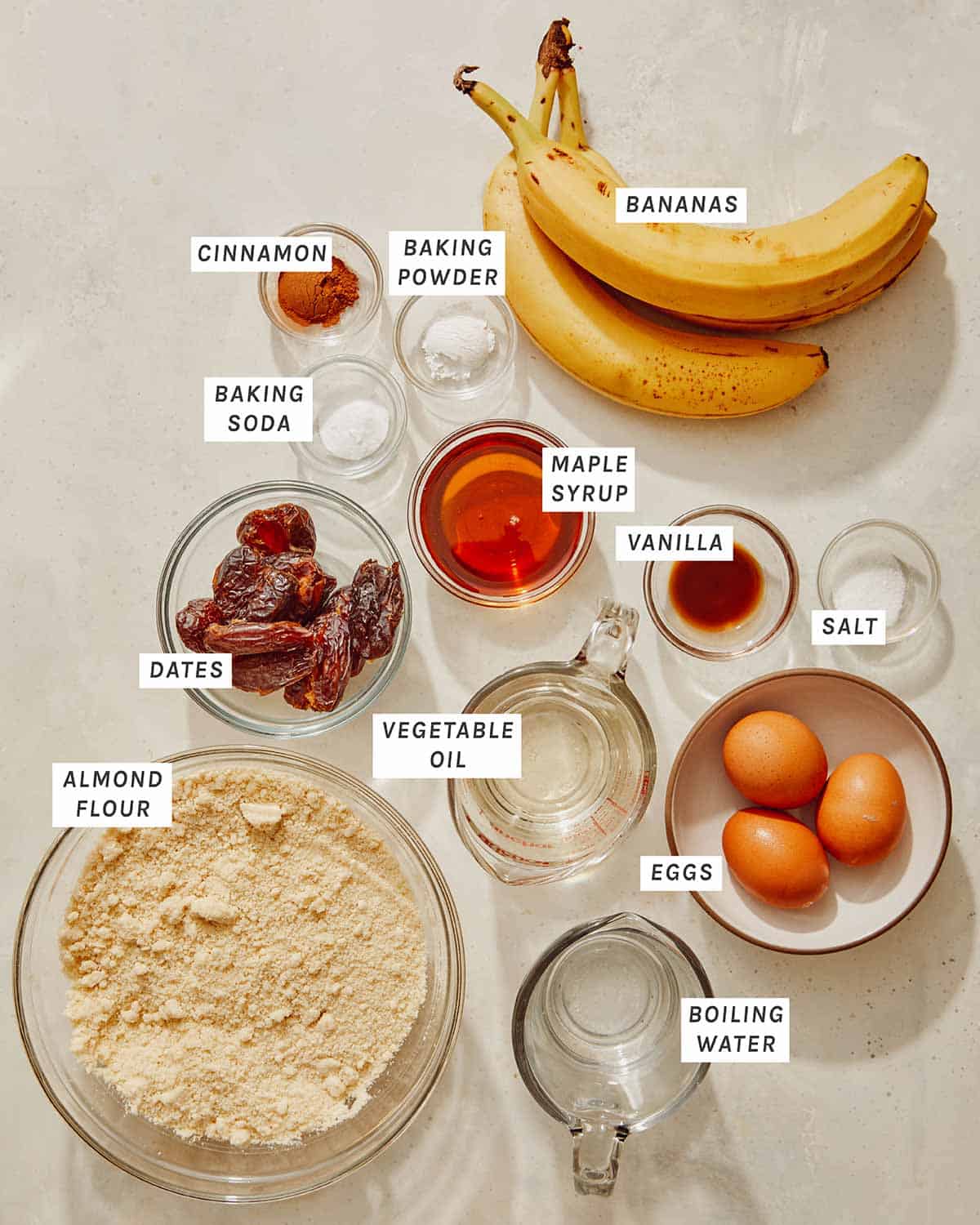 Smash cake ingredients all laid out on a kitchen table. 