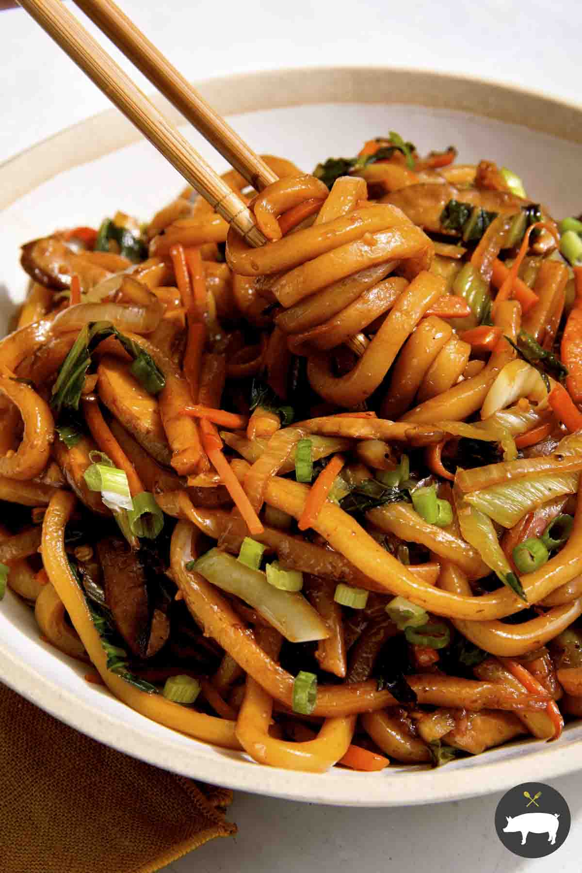 Yaki Udon Spoon Fork Bacon