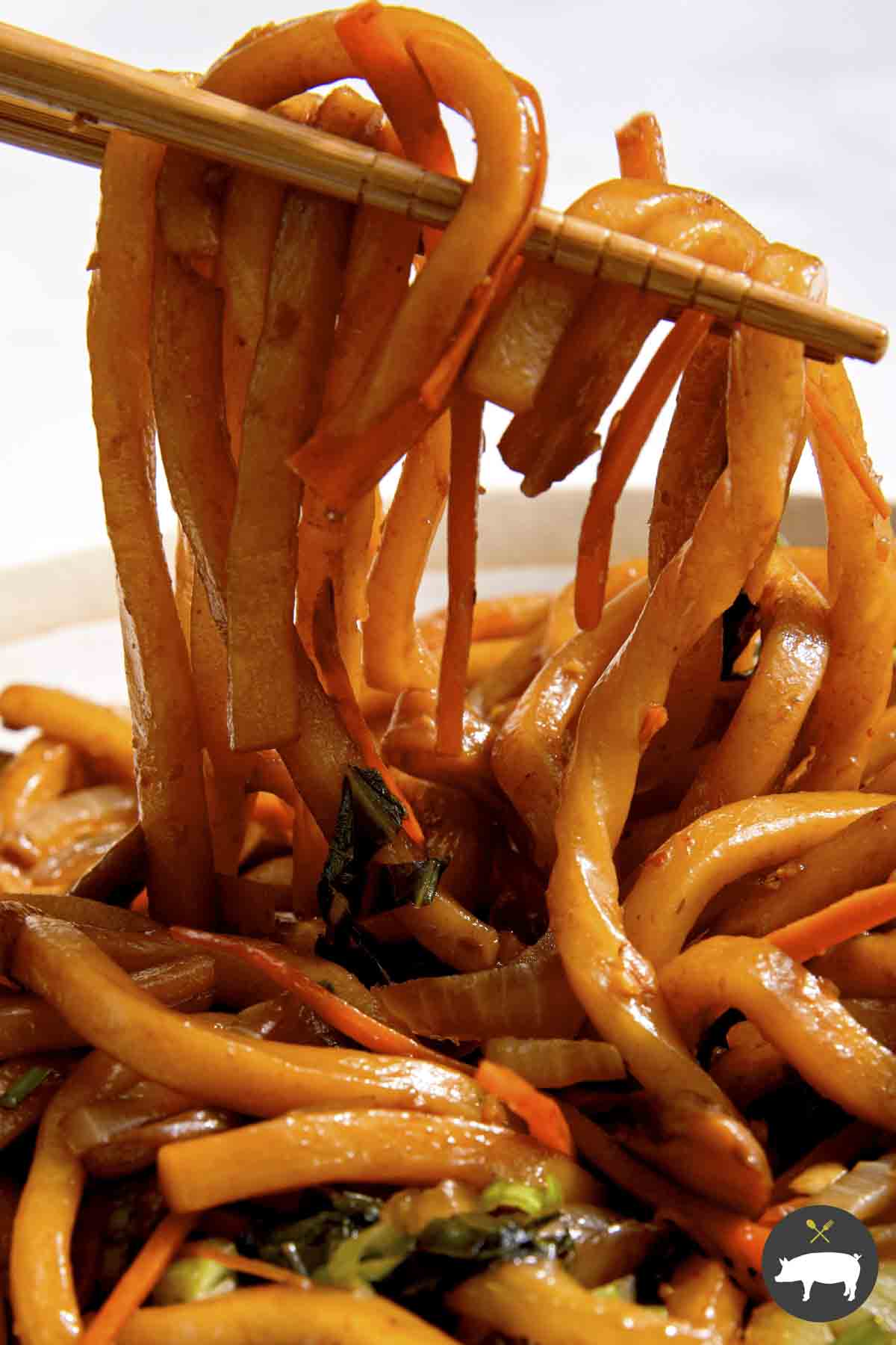 Yaki Udon Spoon Fork Bacon