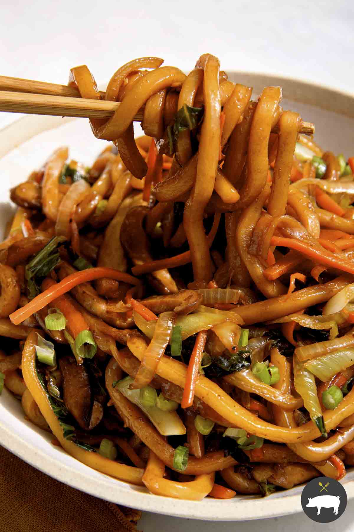 Yaki Udon Spoon Fork Bacon