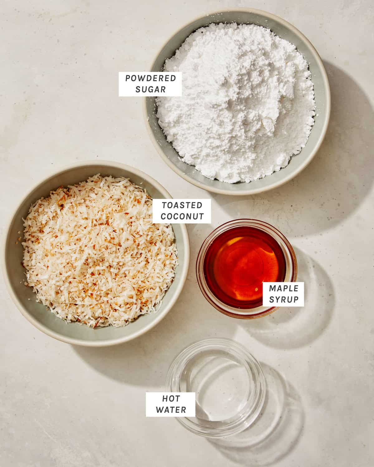 Baked pumpkin donut glaze and topping ingredients. 