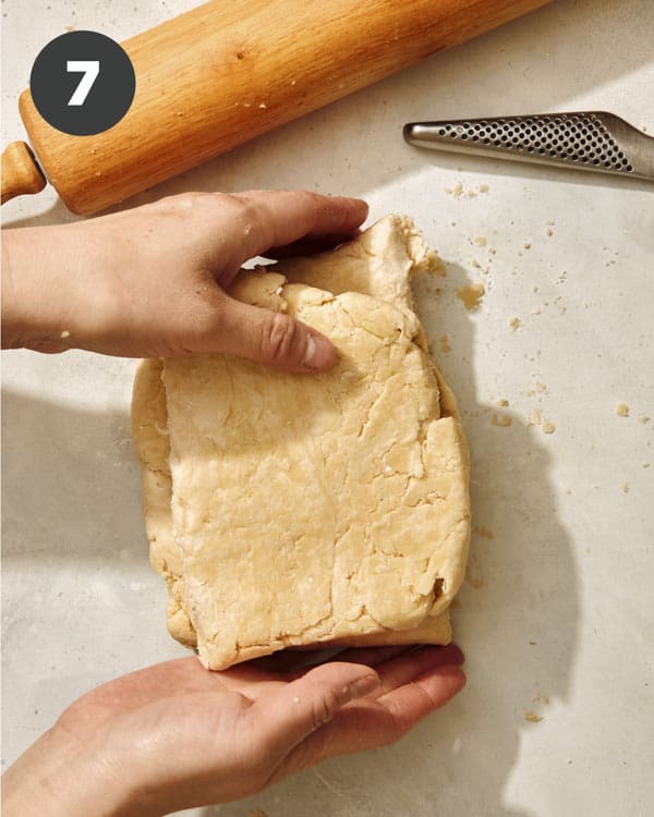Buttermilk biscuit dough layered.