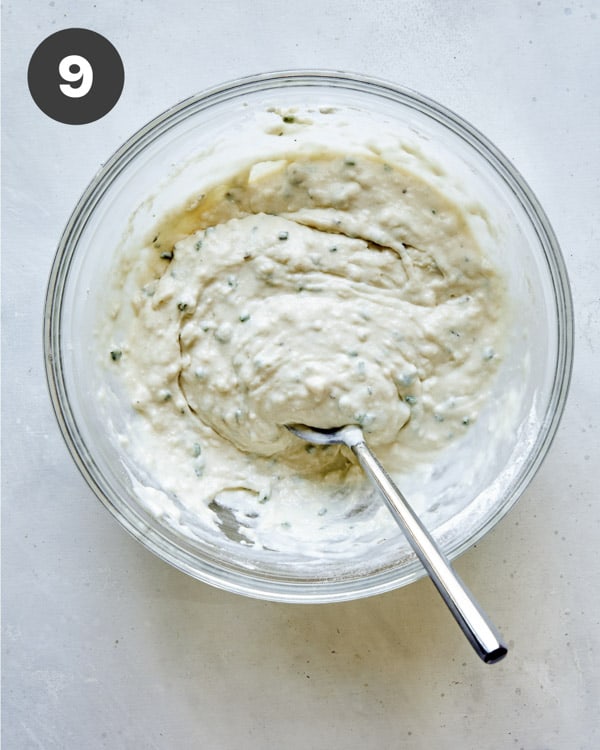 Batter for chicken and dumplings recipe in a bowl.