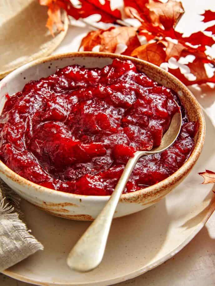 Cranberry sauce recipe in a bowl ready to serve.