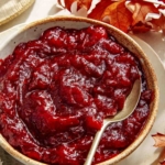 Cranberry sauce in a bowl.