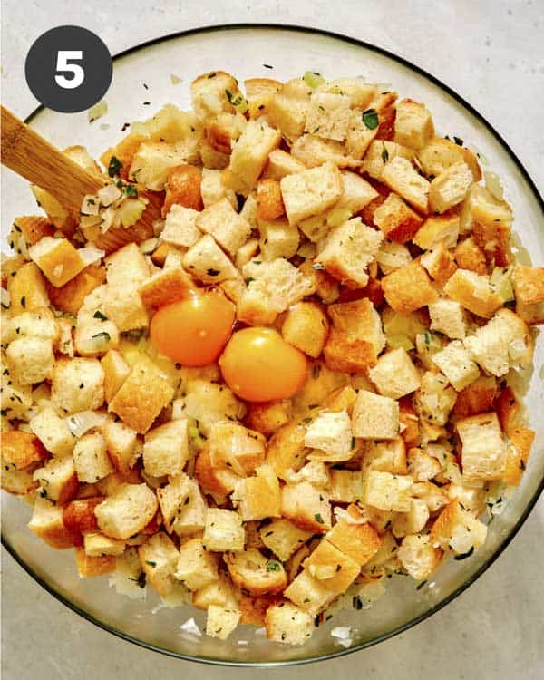 Stuffing with eggs cracked into it.