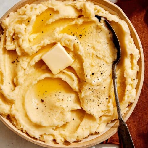 Mashed potato recipe with butter melted.