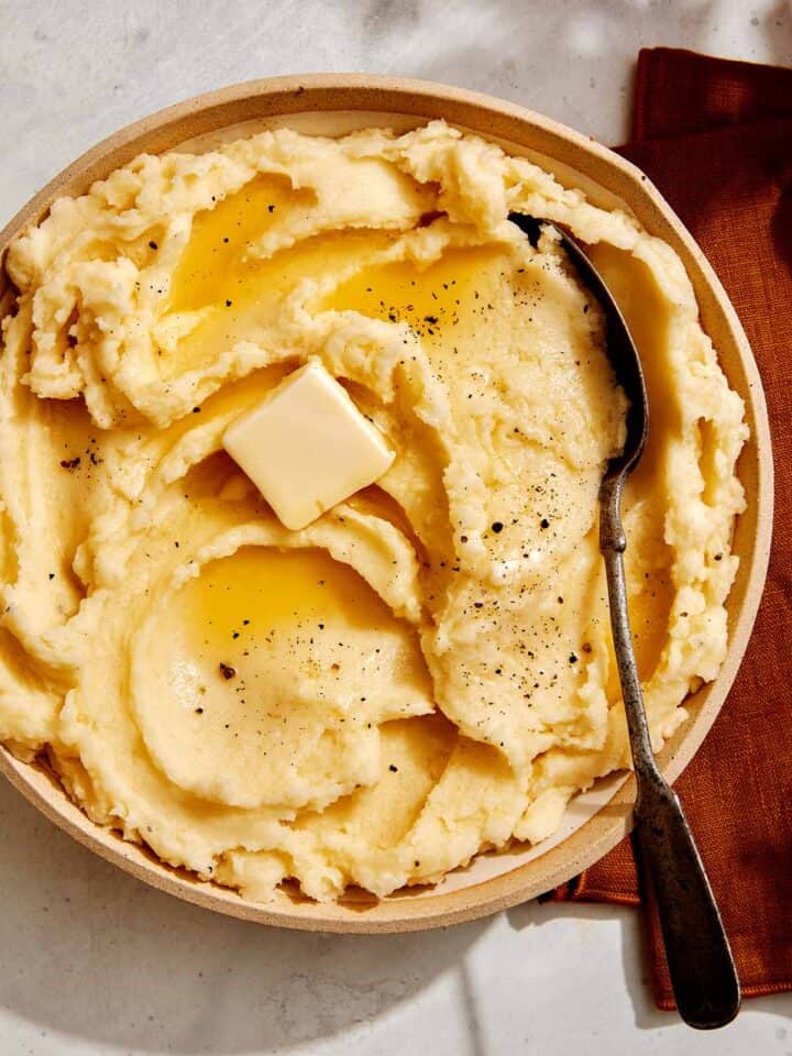 Mashed potato recipe with butter melted.